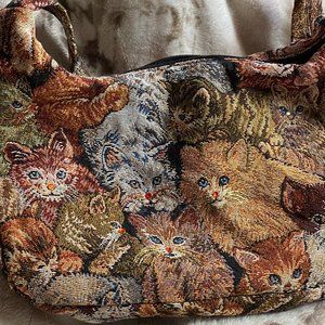 Crystal Spirit Cat Tapestry Hobo Bag
